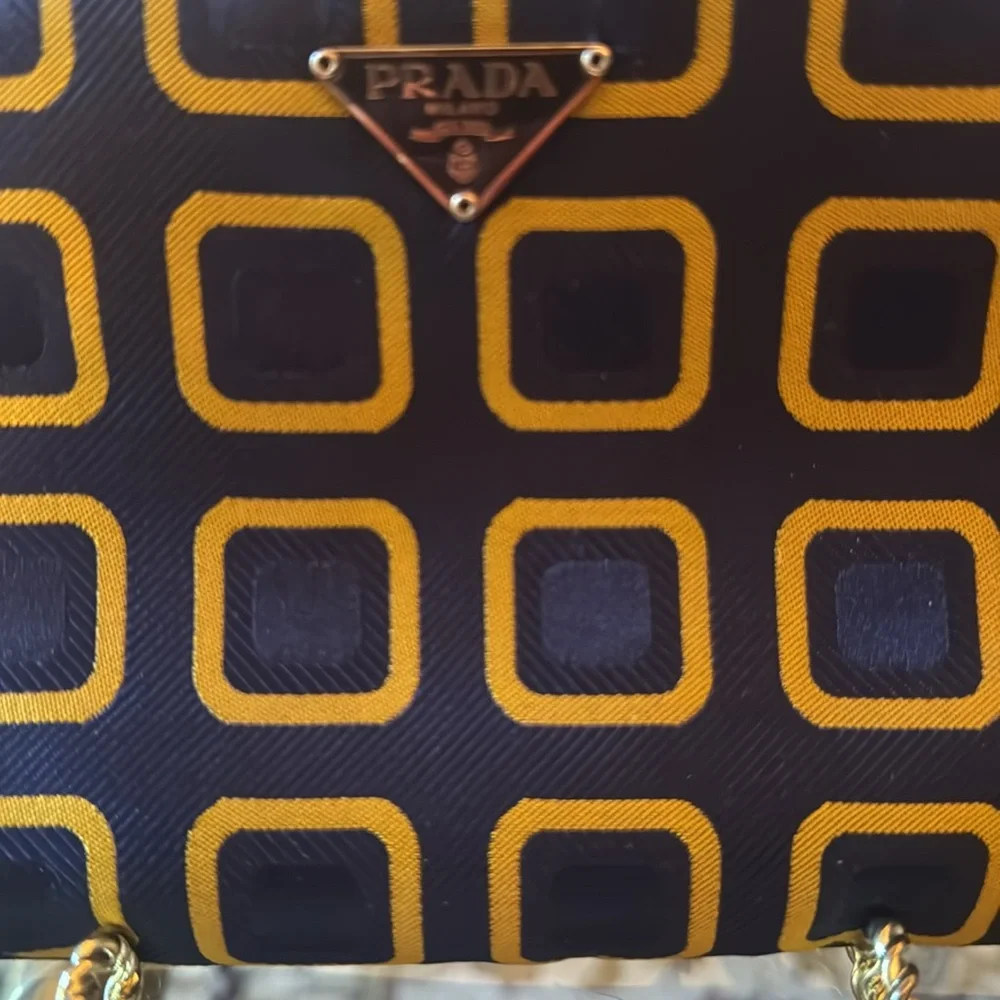 Prada  holiday, and Brown re-ordered  for Prada blue gold geometric design